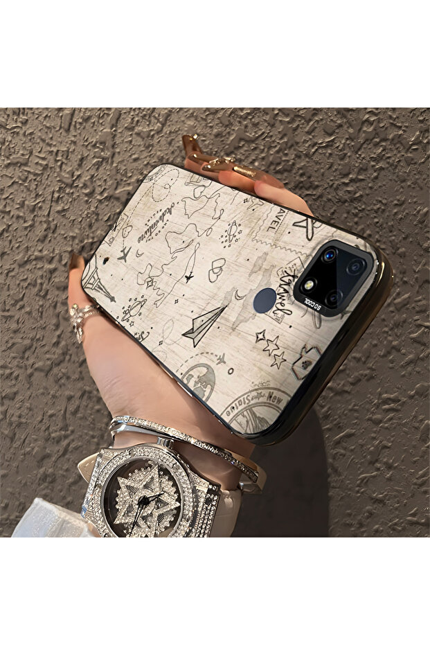 حافظة صلبة رفيعة بنمط فضائي مع حماية للكاميرا متوافقة مع هاتف Realme C25 - 3