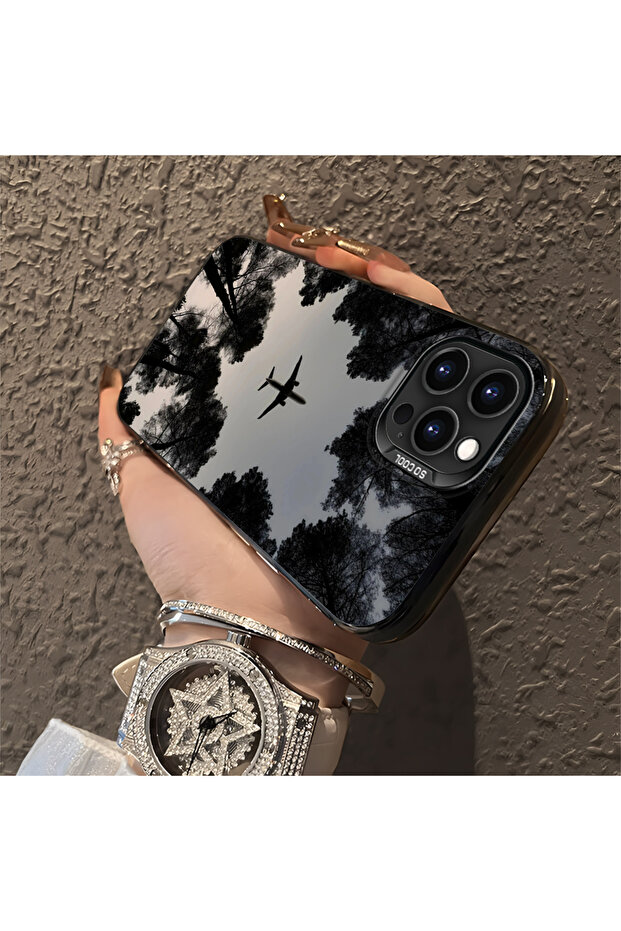 Camera Protected Slim Hard Case Compatible with iPhone 15 Pro, Airplane Pattern - 3