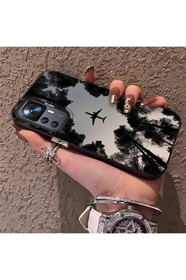 حافظة صلبة رفيعة بنمط طائرة مع حماية للكاميرا، متوافقة مع هاتف Mi 12T Pro - 1