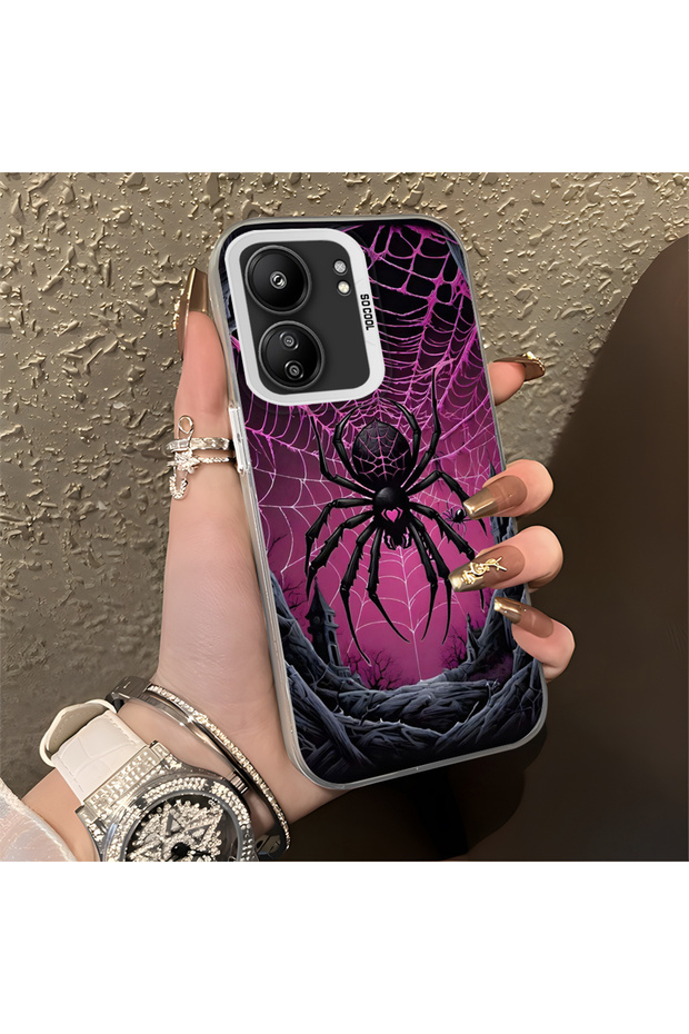 Camera Protected Slim Hard Case Compatible with Poco C65 with Sun Pattern - 2