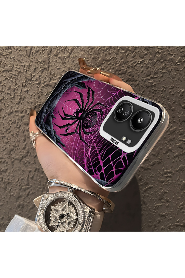 Camera Protected Slim Hard Case Compatible with Poco C65 with Sun Pattern - 3