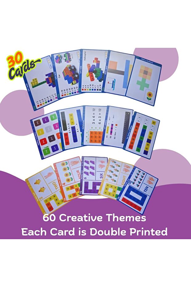 130 قطعة من مكعبات الربط الرياضية وبطاقات الأنشطة الرياضية، مكعبات رياضية للتلاعب، عداد رياضيات لتوصيل المكعبات - 2