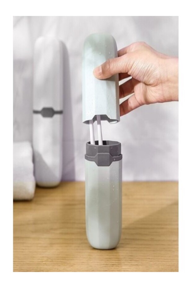 Travel Type Multi-Purpose Toothbrush and Makeup Brush Container for Inside the Suitcase