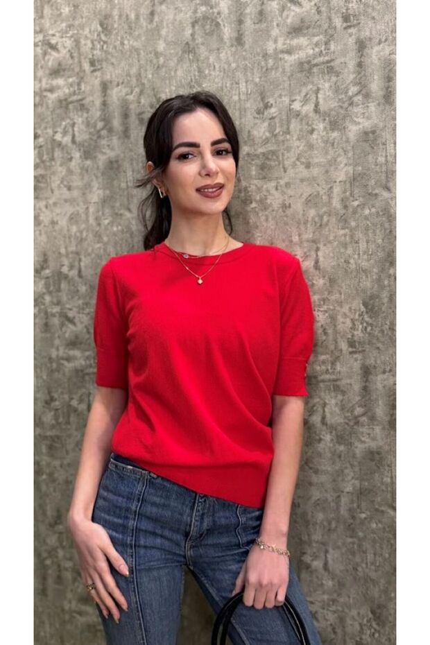 Bisiklet Yaka Basic Triko Kazak - 1