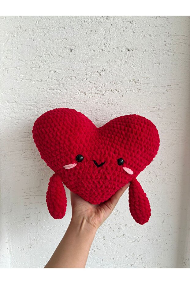 Hand Knitted - Heart Pillow - Modern Decorative Romantic Pillow - Valentine's Day Pillow - Love Pillow