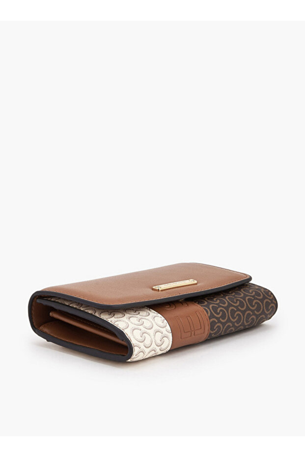 Monogram Print Wallet with Button Closure - 5