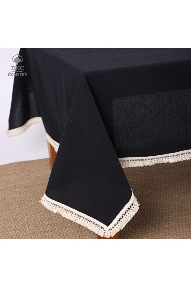 Premium Black Linen Rusted Tablecloth