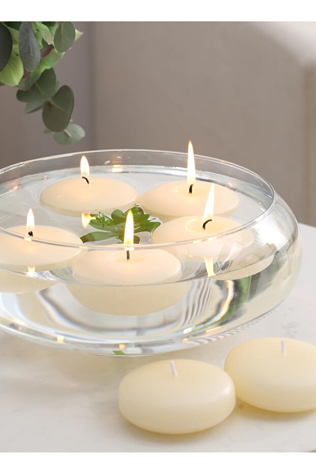 Floating Candles – Paraffin Wax – Large Pack of 8 , large-ivory
