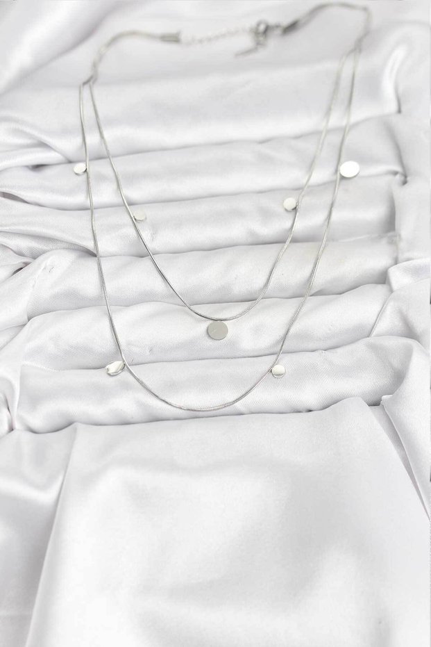 Sequin Women's Necklace with Silver Steel Chain for Elegant Necks