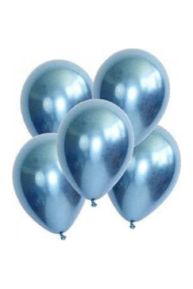 Blue Shiny Chrome Balloon 12 Inch 5 Pieces