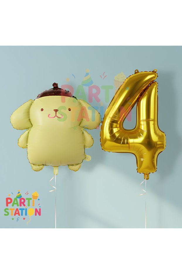 Kuromi Concept Pompompurin and 4-Year-Old Number Balloon Birthday Party Balloon Set