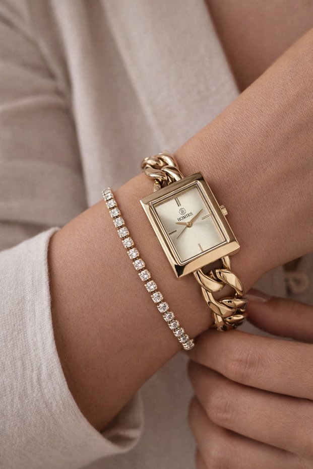 Women's Wristwatch with Chain Model 2 Years Warranty Special Design Gift for Lover.Hmtz04