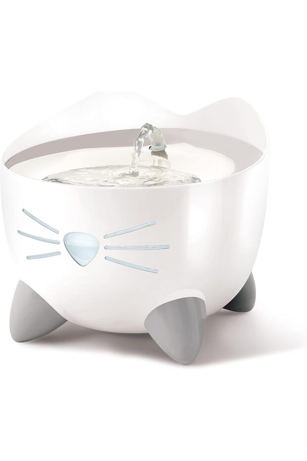 PIXI Cat Drinking Fountain, Running Water Fountain, Stainless Steel Dishwasher-safe stainless steel bowl, silent water pump, integrated filter cushion, LED night light