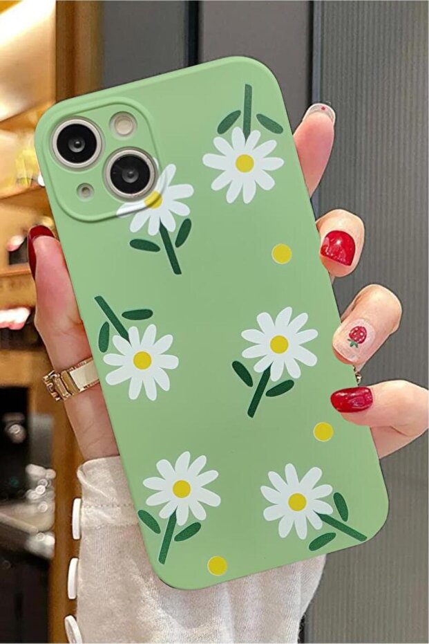 حافظة مخملية متوافقة مع آيفون 13 بنمط زهرة الأقحوان - 1