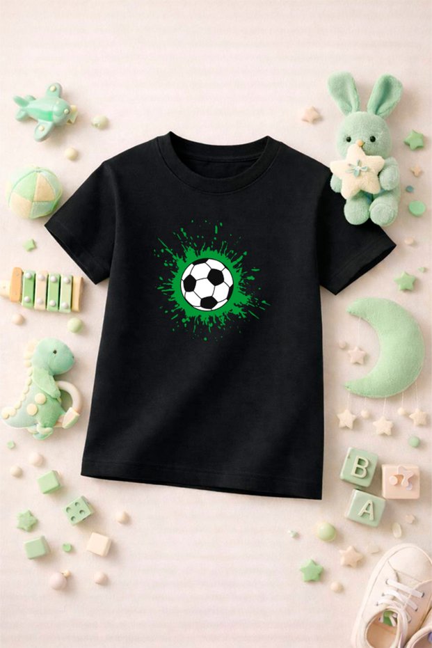 Football Themed Printed Girls Boys Tshirt T-Shirt Tee Comfortable Soft 100% Cotton