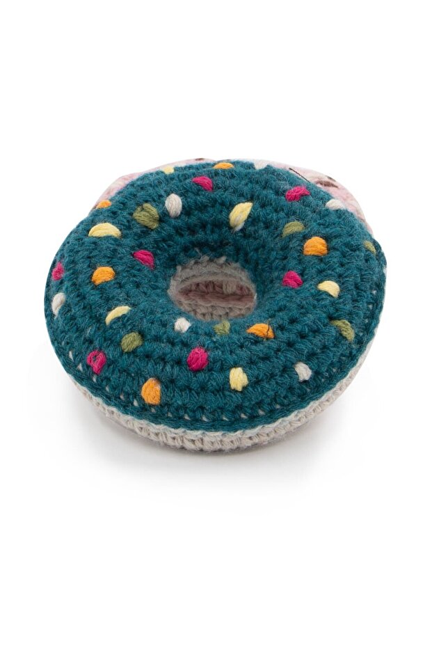 Donut-Shaped Petrol Blue Braided Pet Toy