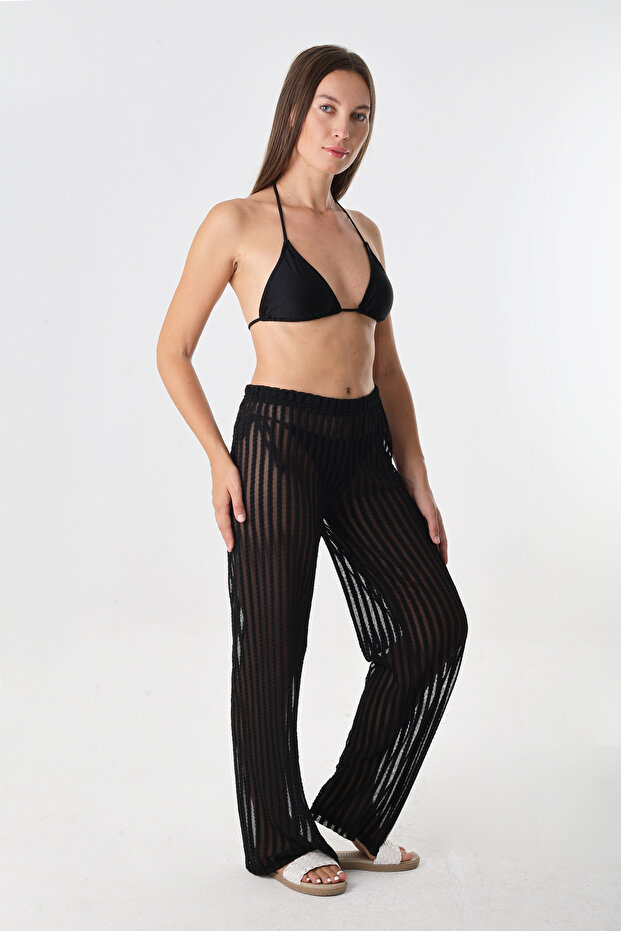 PRO-06 Siyah Örme Pareo Pantolon - 2