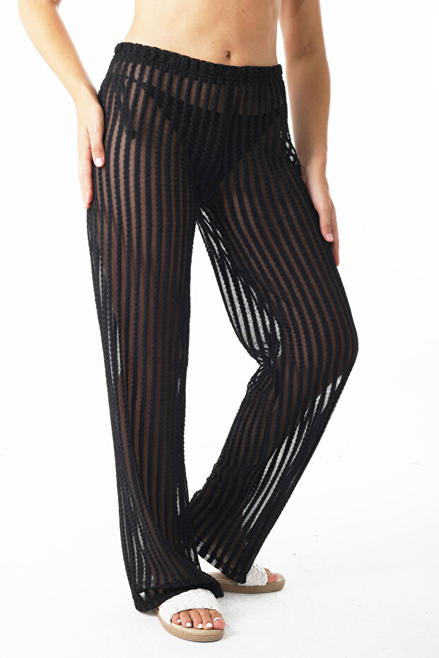 PRO-06 Siyah Örme Pareo Pantolon - 7