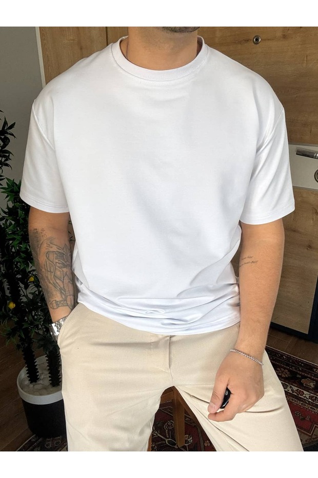 تي شيرت أساسي بقصة واسعة وسميك مكون من خيطين - 2