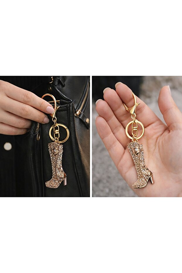 Keychain with Stone Boot Figure