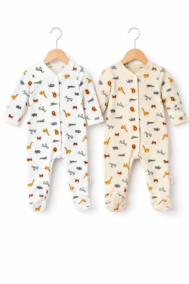 Baby Boy 2-Piece Animal Figured Cotton Fabric Jumpsuit