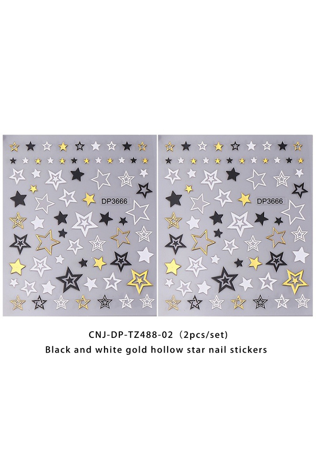 MULTI 2PCS Hollow star nail stickers, easy to apply for nail decoration DIY、 Gifts, parties, and wed
