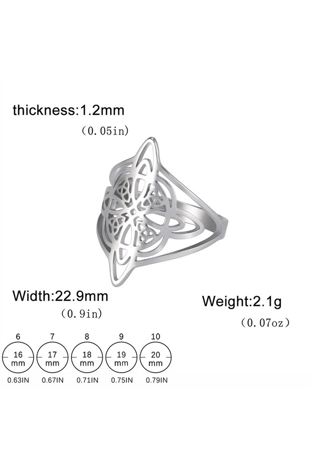 7 Silver Skyrim Witchcraft Witch Knot Ring Stainless Steel Finger Rings Wicca Triquetra Celtics Knot