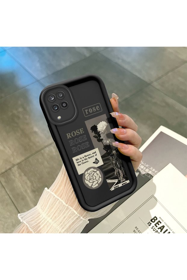 Samsung Galaxy M12/A12 Compatible, Stylish Rose Patterned, High Quality Silicone Phone Case.