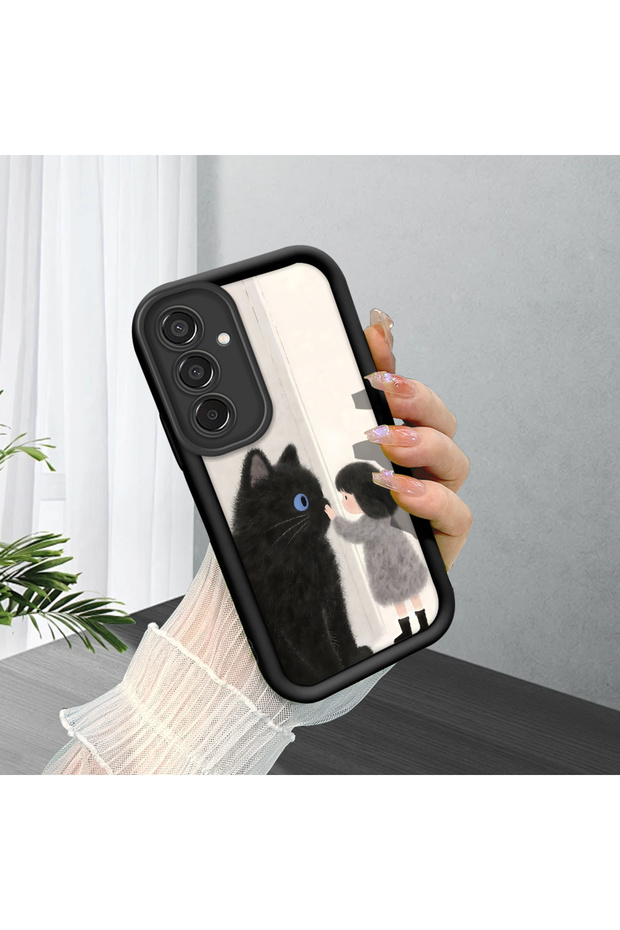Samsung Galaxy M15 Compatible, Cute Cat Patterned Silicone Phone Case.