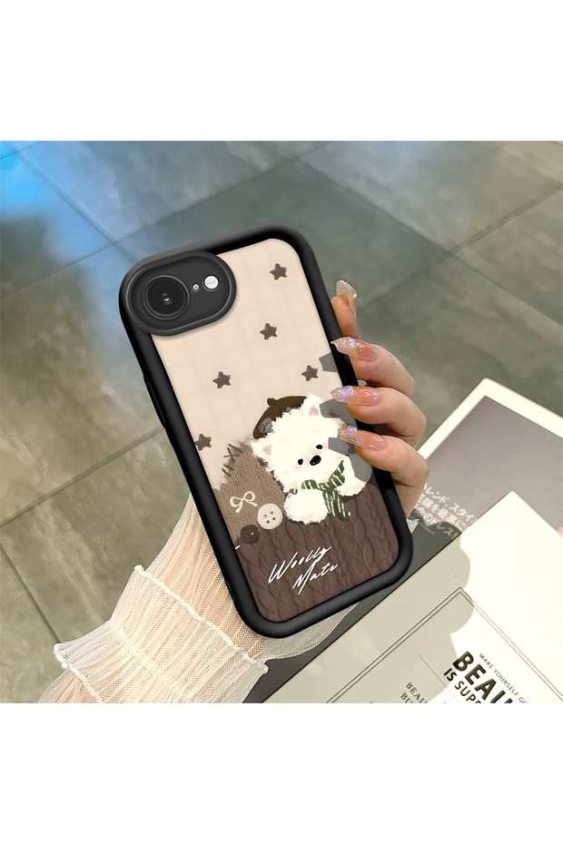 iPhone 16E Compatible, Cute Cat Patterned Silicone Phone Case.