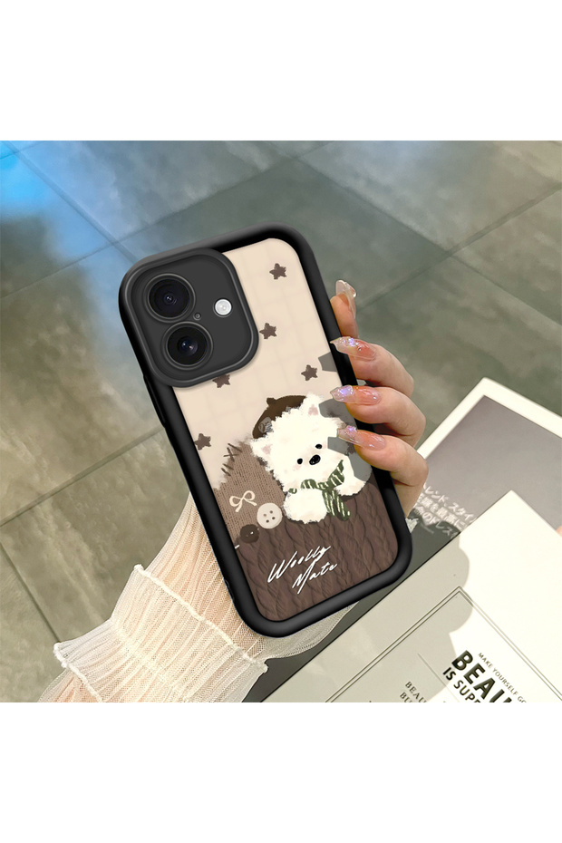 Cute Cat Pattern Silicone Phone Case Compatible with iPhone 16.