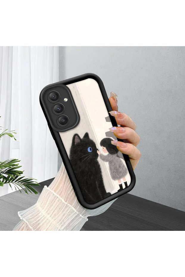 Samsung Galaxy A34 Compatible, Cute Cat Patterned Silicone Phone Case.