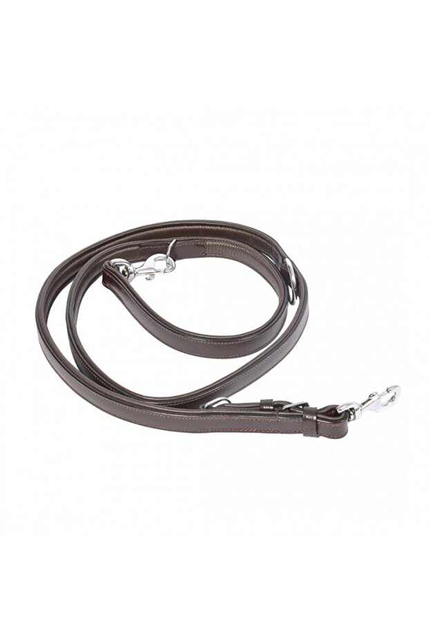 Duvo Metal Leather Duo Leash Dark Brown 100 - 200cm/22mm[Dimension - 100-200cm x 22mm]