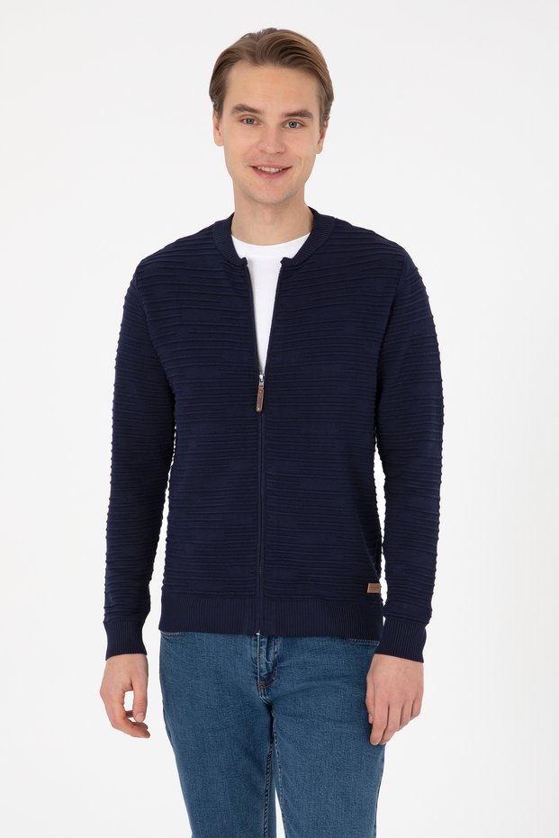 Men's Navy Blue Knitwear Cardigan 50308486-Vr033