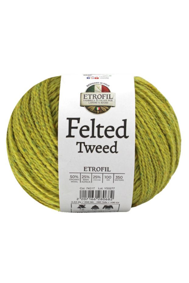 Felted Tweed 50% Organic Merino Wool 25% Baby Alpaca 25% Viscose 100 g 350 m Knitting Yarn-74317-1 Adet