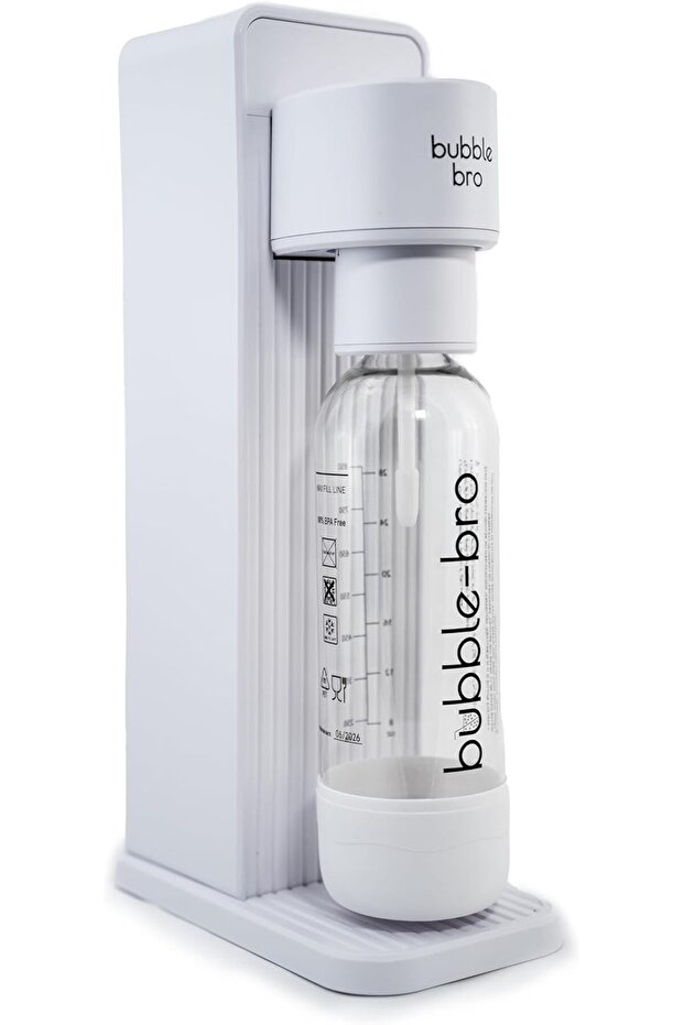 bubblebro Versa Soda Maker Machine - 1L BPA-Free Carbonating Bottle - Carbonate Any Drink (White)