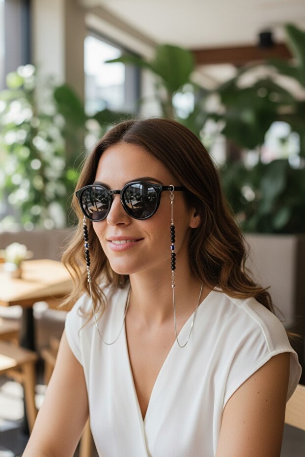 سلسلة نظارات مع خرز العين الشريرة كإكسسوار هدية وحزام للنظارات وحبل للنظارات