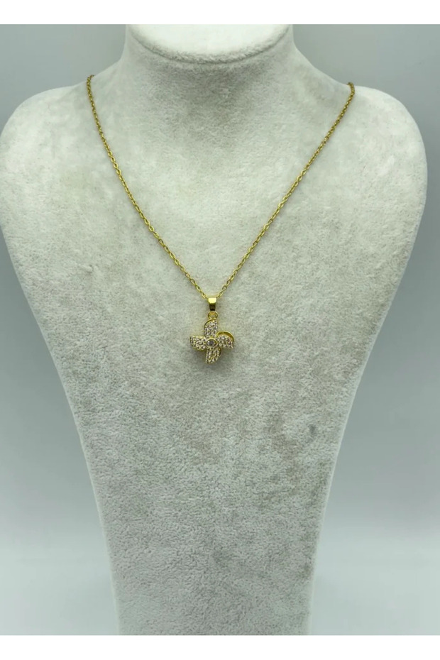 Steel Gold Rotating Necklace - 25-Ctr127