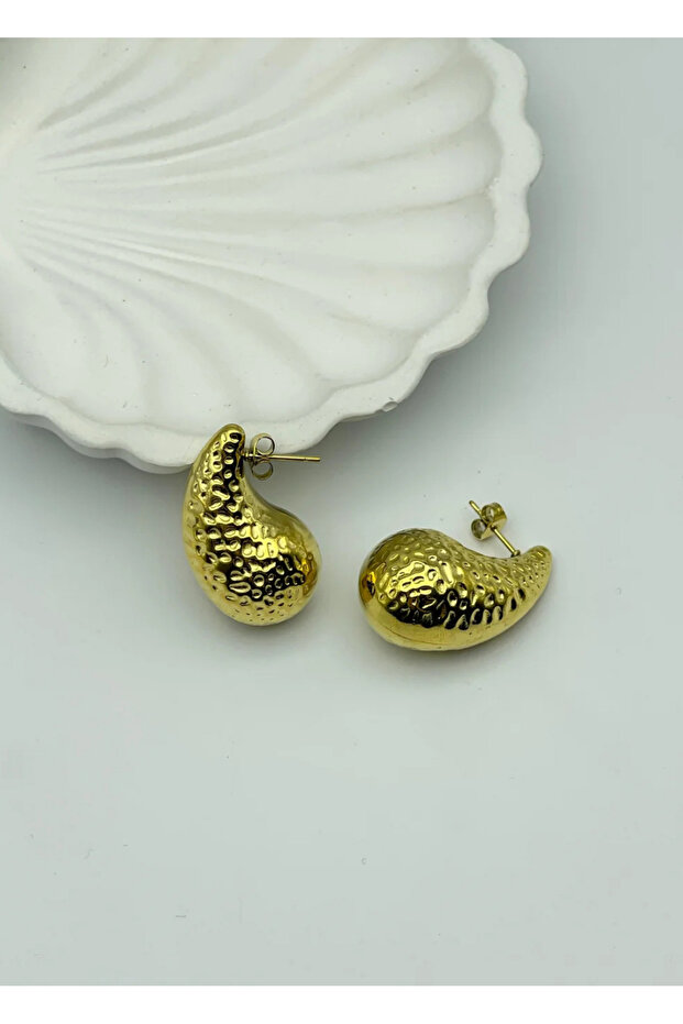 Steel Gold Drop Earrings 25-Clk17