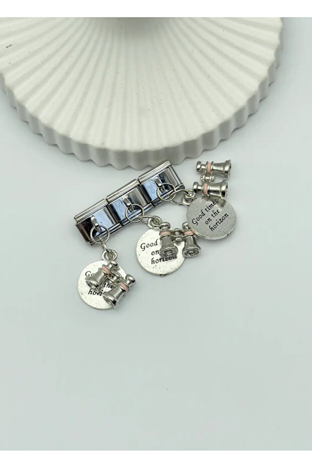 Steel Silver Binoculars Italian Charm with Pendant - 25Crm126