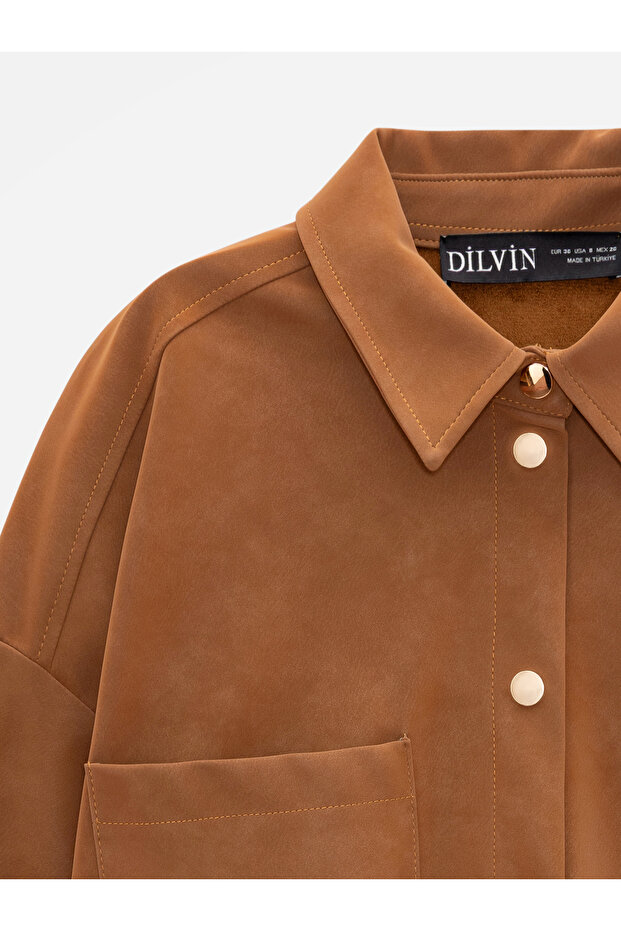 60781 Süet Bomber Ceket-Taba - 7