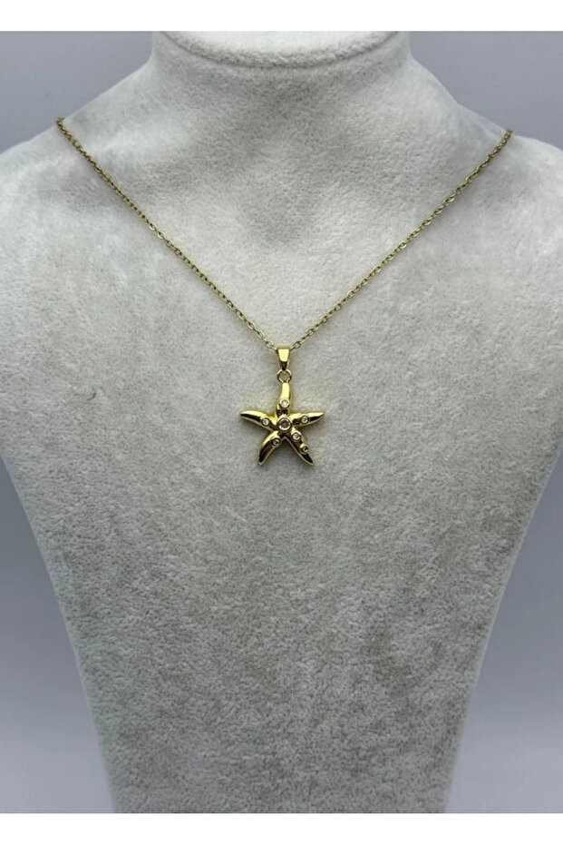 Steel Gold Star Necklace - 25-Ctr293