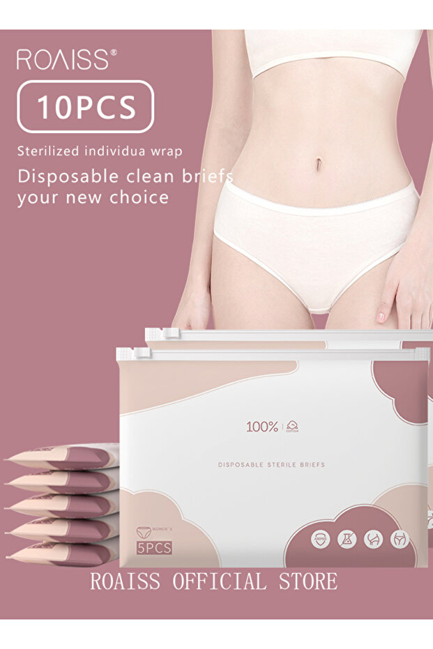 10 Pack Set Women's Disposable Briefs Pregnant Confinement Postpartum Sterile High Stretch Panties M