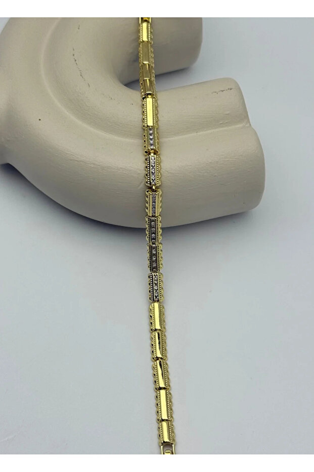 Xuping Gold Stone-Encrusted Serrated Bracelet - 25-Xpb88