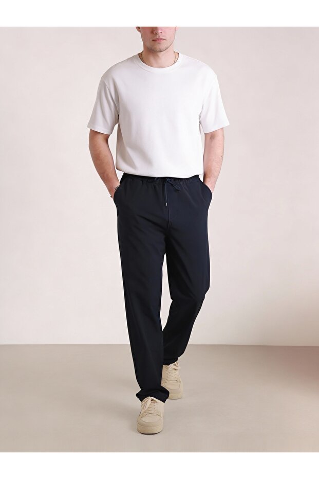 Men's Navy Blue Baggy Loose Fit (Oversize) Parachute Fabric Sweatpants – Quick-Drying, Lightweight, and Comfortable