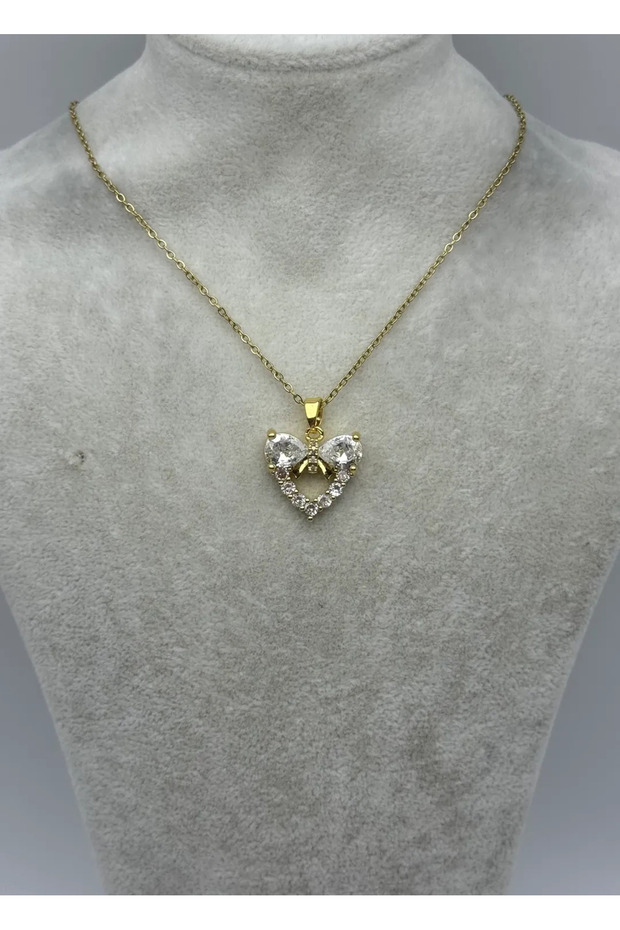 Steel Gold Heart Crispy Necklace - 25-Ctr399