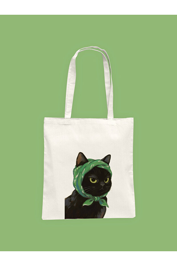 Stylish Scarf Cat Printed Cloth Bag