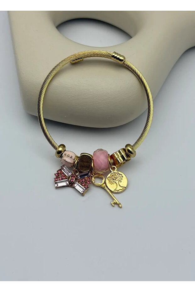 Steel Gold Pndr Bracelet - 25-Blk273