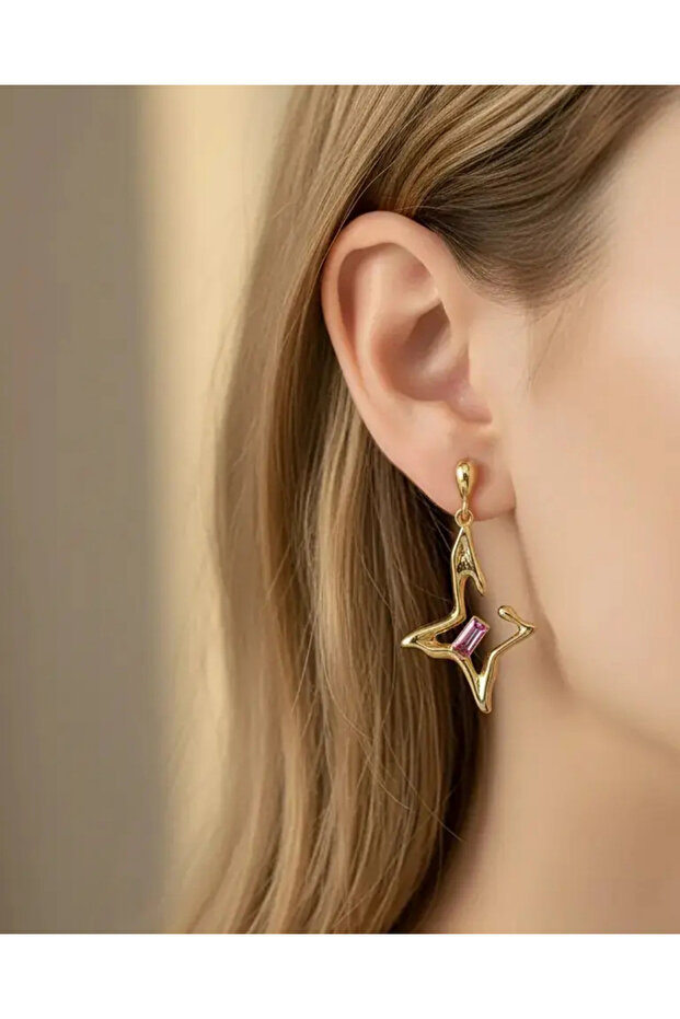 Xuping gold pink stone design earrings - 25-xpkp256