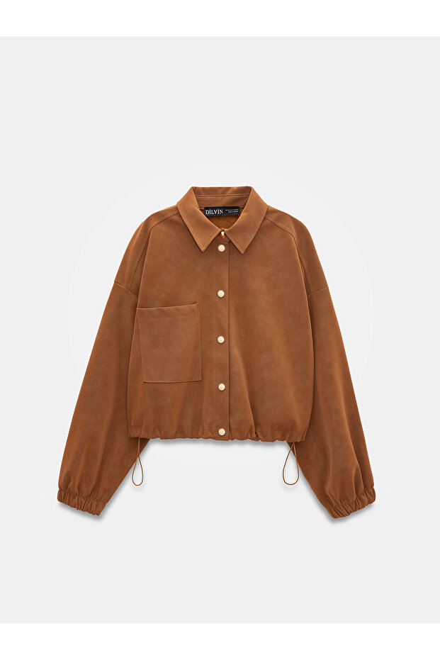 60781 Süet Bomber Ceket-Taba - 5